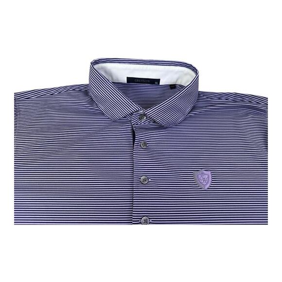 Greyson Saranac Polo Shirt Men XL Striped Golf Athletic Purple Performance - Picture 11 of 12